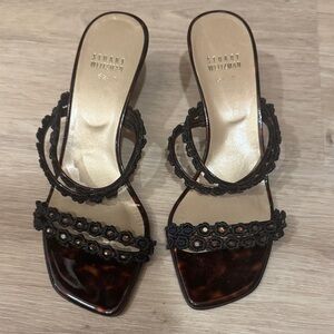 Stuart Weitzman Black Lace Evening Heels